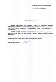 Благодарственное письмо от Чуевской Е.Б.