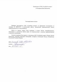 Благодарственное письмо от Комарова Павла Ивановича