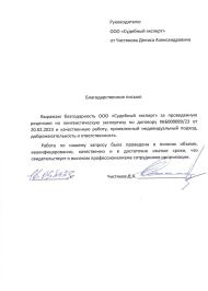 Благодарственное письмо от Чистякова Дениса Александровича