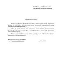 Благодарственное письмо от Палатовой Светланы Вячеславовны