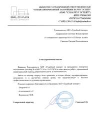 Благодарственное письмо от компании «СЗ Балчуг Эстейт»